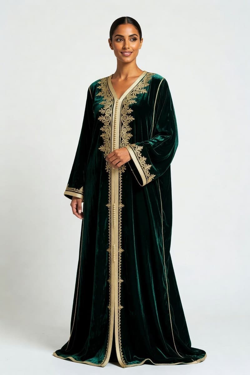 Emerald Royal Djellaba – handmade Moroccan djellaba